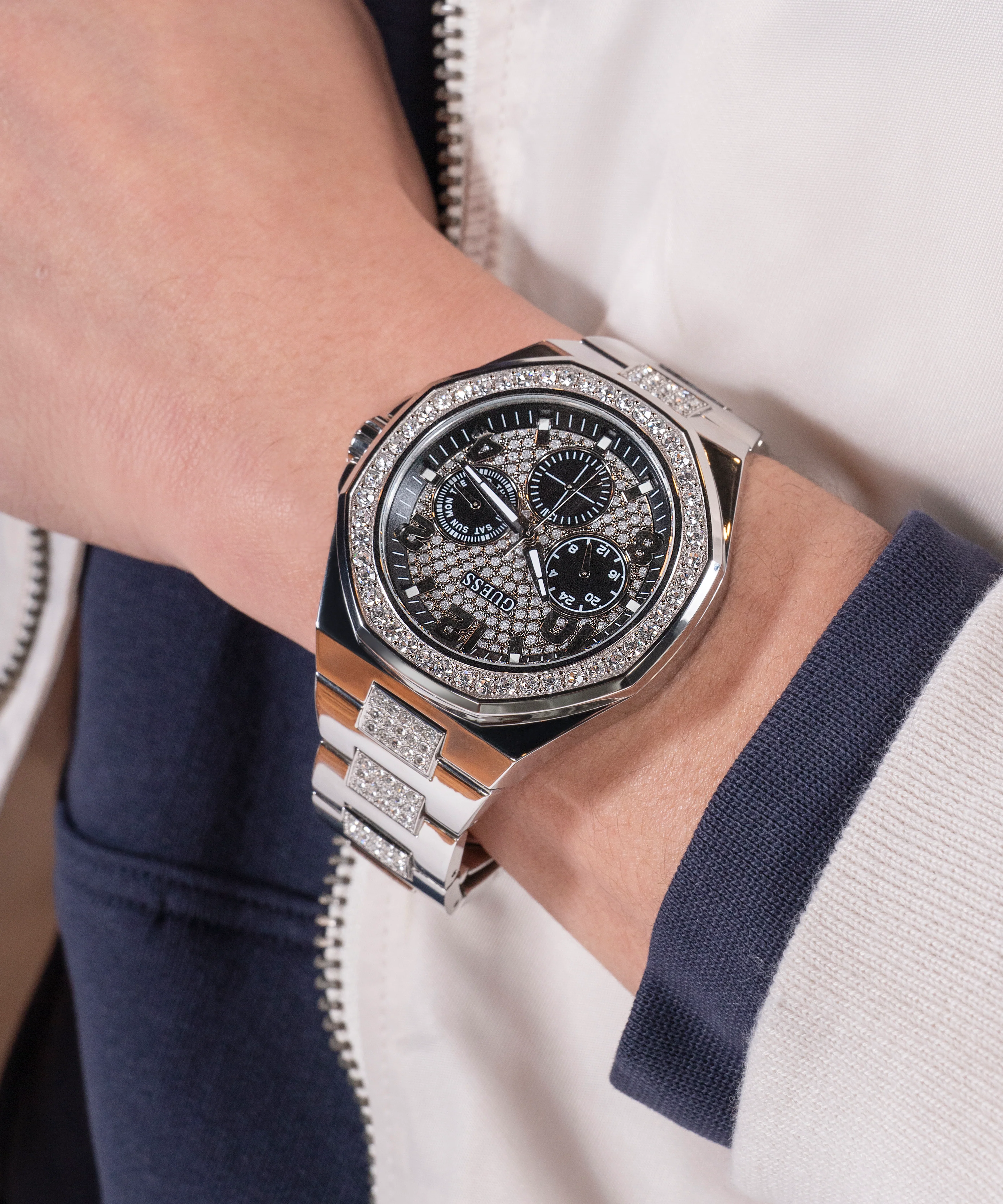 GUESS Mens Silver Tone Multi-function Watch - Image 5