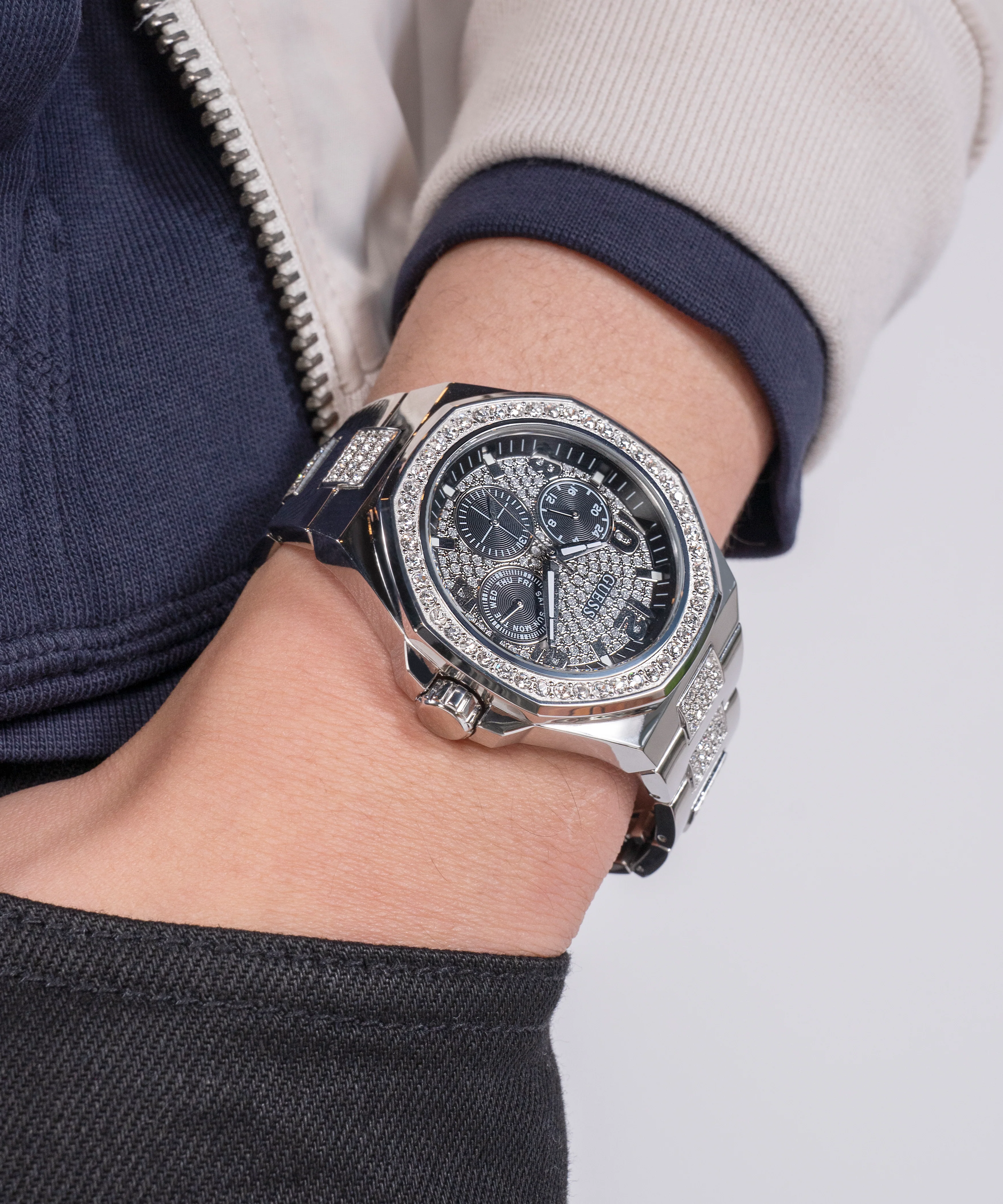 GUESS Mens Silver Tone Multi-function Watch - Image 6