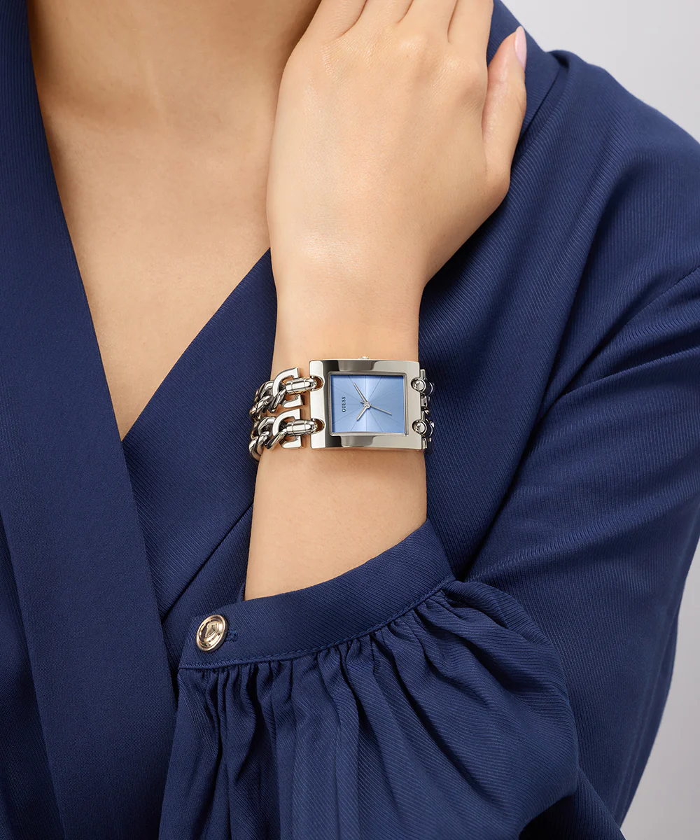 GUESS Mod Heavy Metal Ladies Silver Tone Analog Watch - Image 4